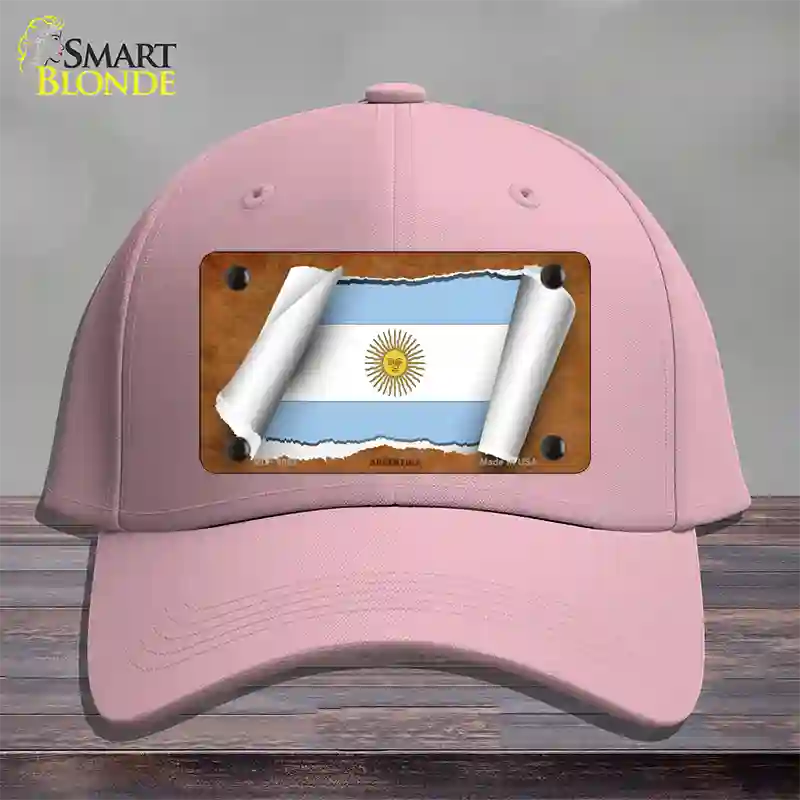 Argentina Flag Scroll Novelty License Plate Hat Cotton / Pink