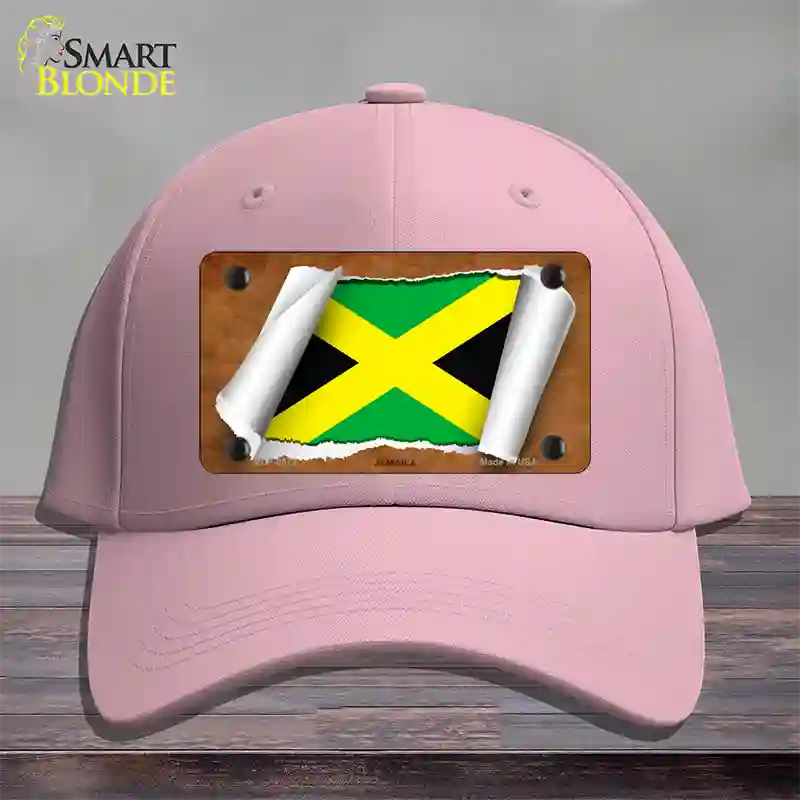 Jamaica Flag Scroll Novelty License Plate Hat Cotton / Pink