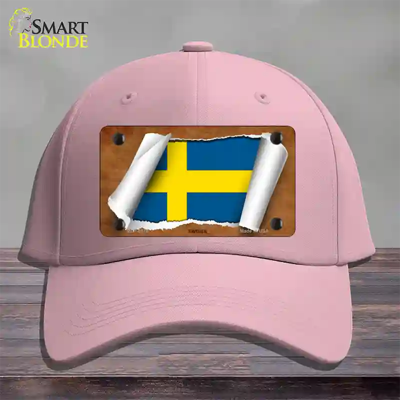 Sweden Flag Scroll Novelty License Plate Hat Cotton / Pink