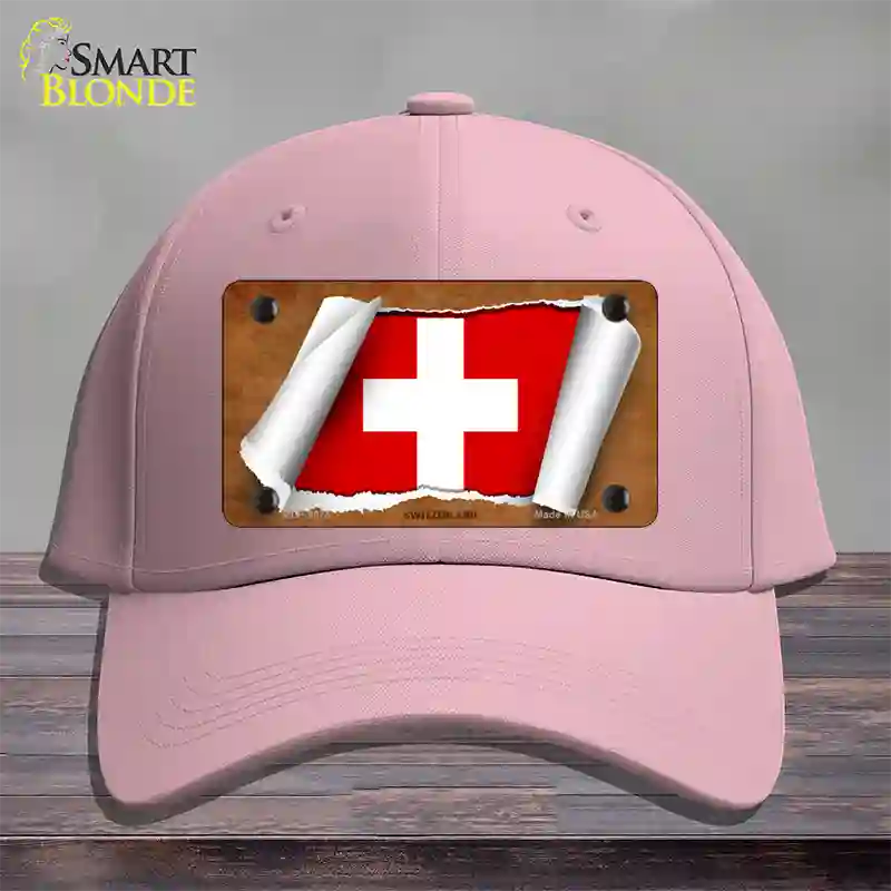 Switzerland Flag Scroll Novelty License Plate Hat Cotton / Pink