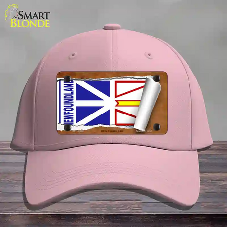 Newfoundland Flag Scroll Novelty License Plate Hat Cotton / Pink