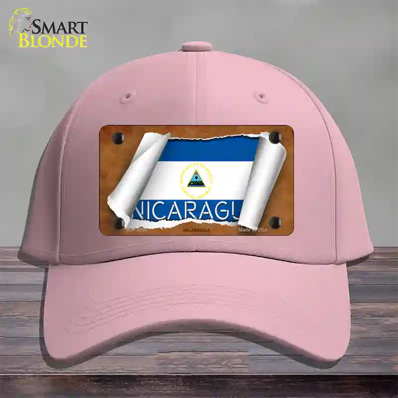 Nicaragua Flag Scroll Novelty License Plate Hat Cotton / Pink