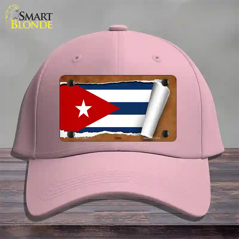 Cuba Flag Scroll Novelty License Plate Hat Cotton / Pink