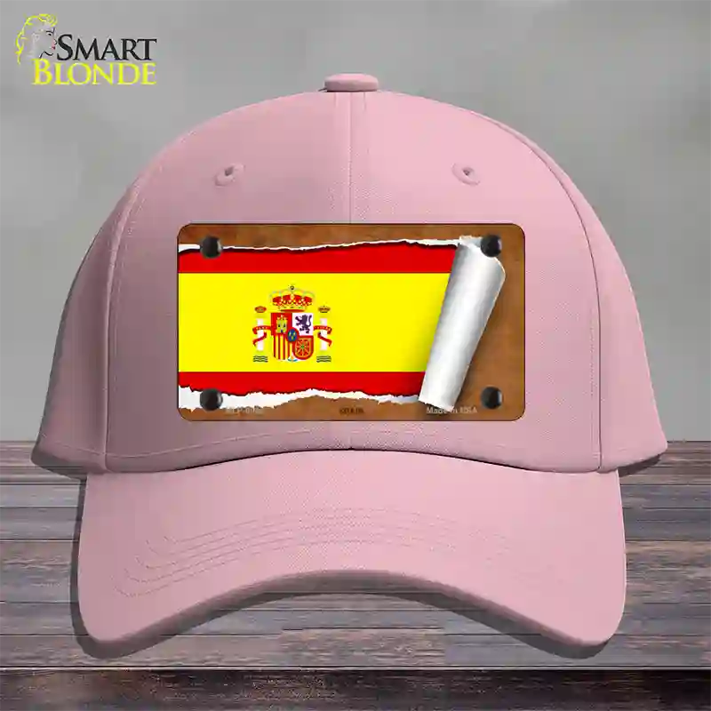 Spain Flag Scroll Novelty License Plate Hat Cotton / Pink