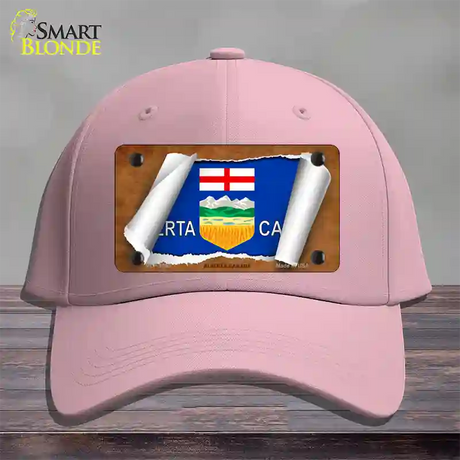 Alberta Canada Flag Scroll Novelty License Plate Hat Cotton / Pink