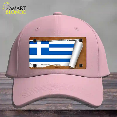 Greece Flag Scroll Novelty License Plate Hat Cotton / Pink