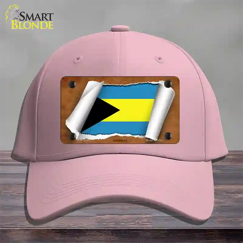 Bahamas Flag Scroll Novelty License Plate Hat Cotton / Pink