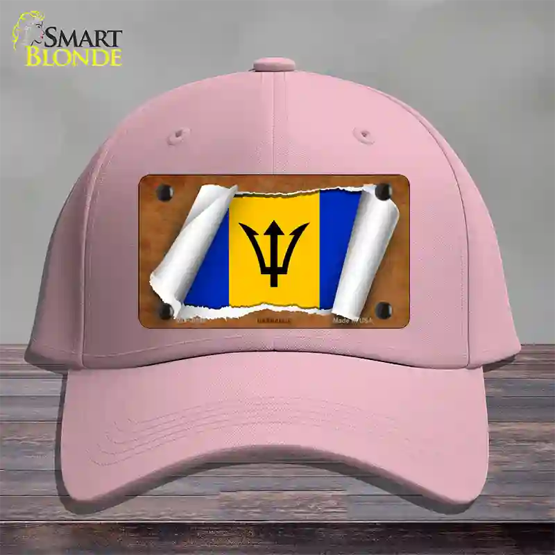 Barbados Flag Scroll Novelty License Plate Hat Cotton / Pink