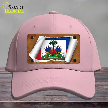 Haiti Flag Scroll Novelty License Plate Hat Cotton / Pink