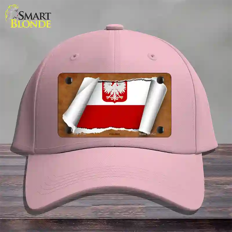 Poland/Eagle Flag Scroll Novelty License Plate Hat Cotton / Pink