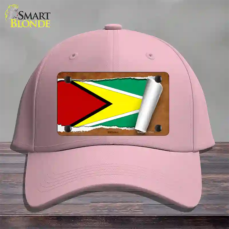 Guyana Flag Scroll Novelty License Plate Hat Cotton / Pink