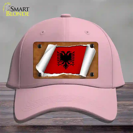 Albania Flag Scroll Novelty License Plate Hat Cotton / Pink