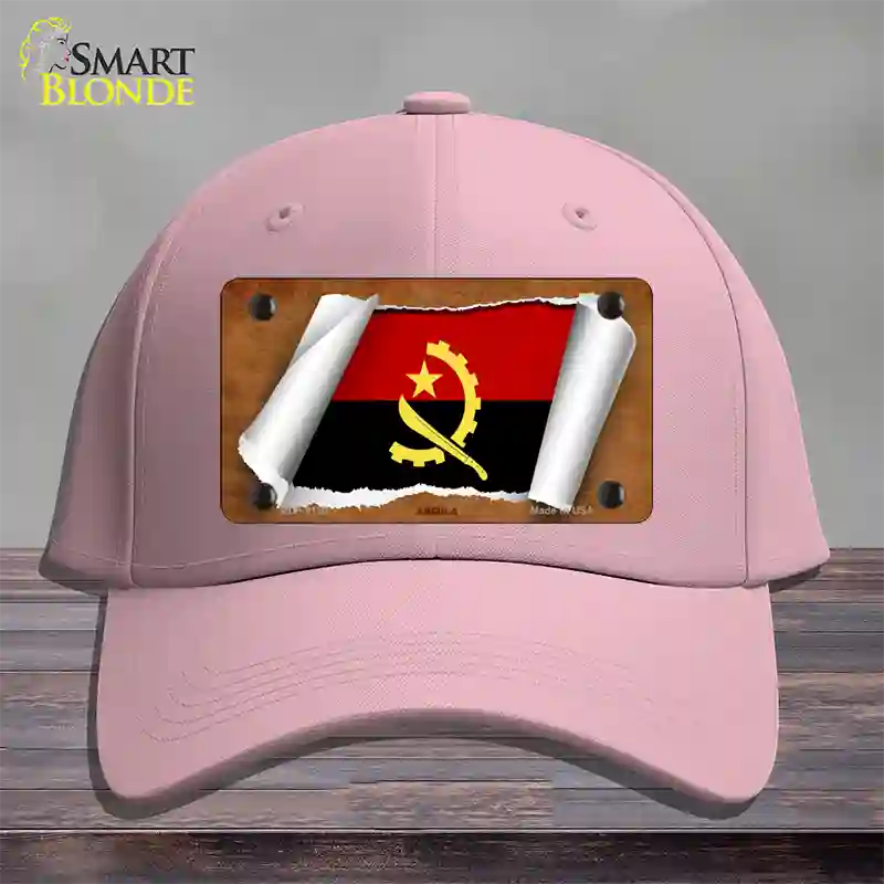 Angola Flag Scroll Novelty License Plate Hat Cotton / Pink