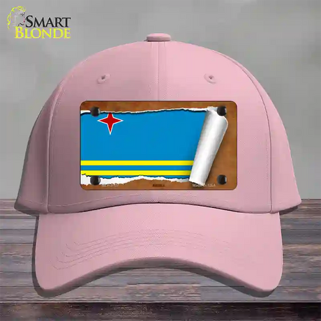 Aruba Flag Scroll Novelty License Plate Hat Cotton / Pink