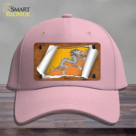 Bhutan Flag Scroll Novelty License Plate Hat Cotton / Pink