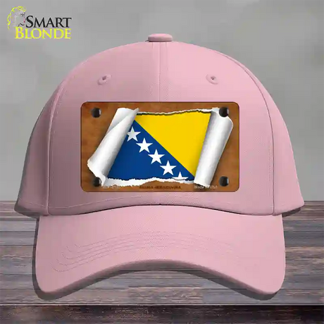 Bosnia-Herzegovina Flag Scroll Novelty License Plate Hat Cotton / Pink