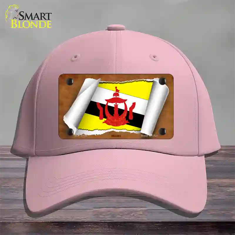 Brunei Flag Scroll Novelty License Plate Hat Cotton / Pink