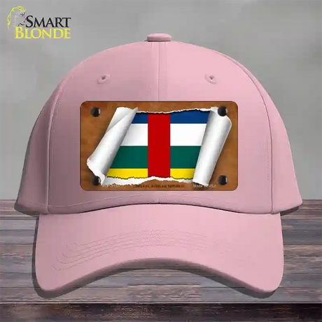 Central African Republic Flag Scroll Novelty License Plate Hat Cotton / Pink