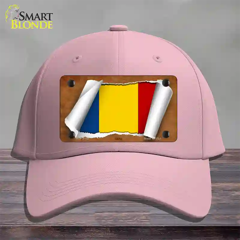 Chad Flag Scroll Novelty License Plate Hat Cotton / Pink