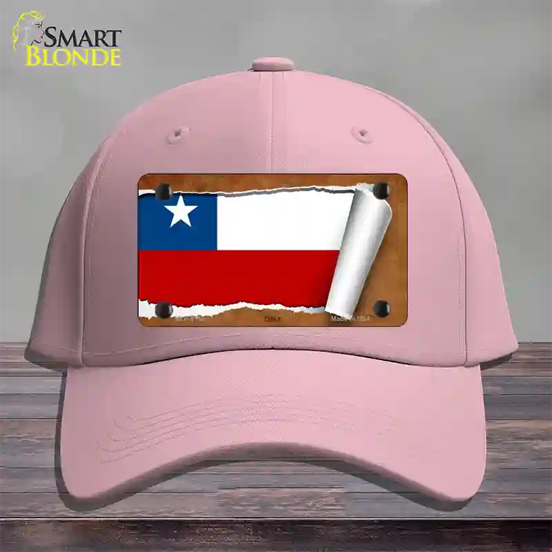 Chile Flag Scroll Novelty License Plate Hat Cotton / Pink