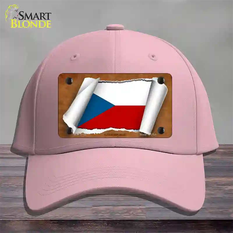 Czech Republic Flag Scroll Novelty License Plate Hat Cotton / Pink