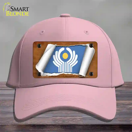 Commonwealth of Independent States Flag Scroll Novelty License Plate Hat Cotton / Pink