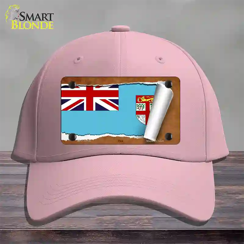 Fiji Flag Scroll Novelty License Plate Hat Cotton / Pink