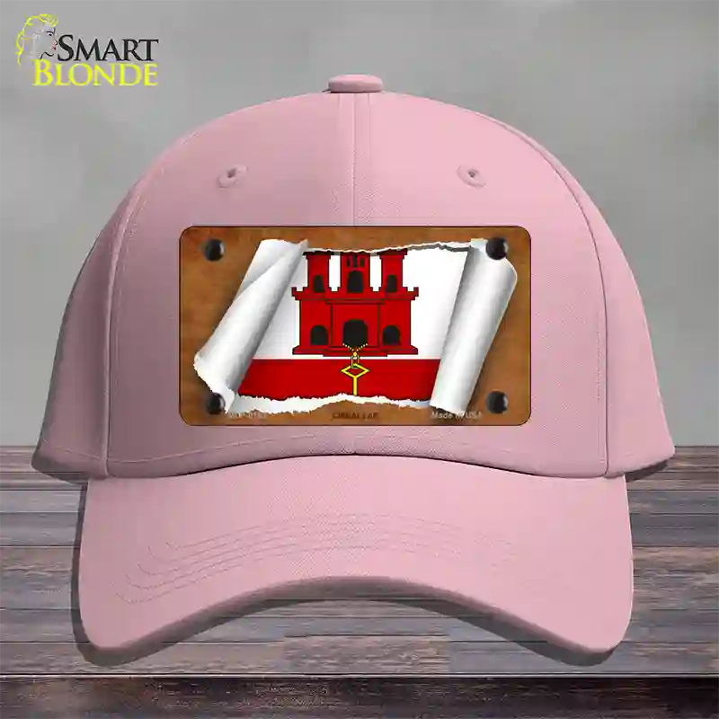 Gibraltar Flag Scroll Novelty License Plate Hat Cotton / Pink