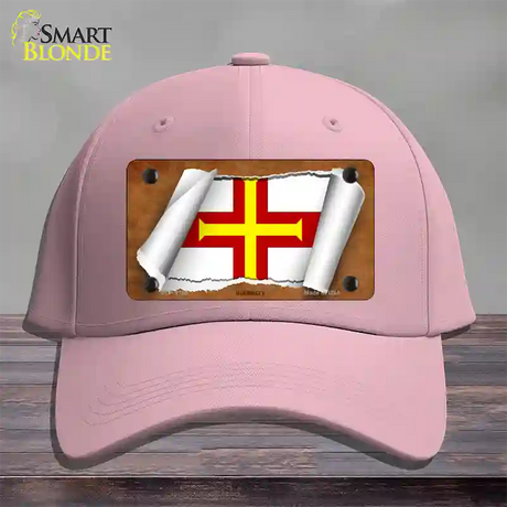 Guernsey Flag Scroll Novelty License Plate Hat Cotton / Pink