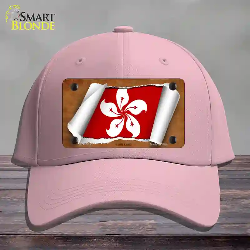 Hong Kong Flag Scroll Novelty License Plate Hat Cotton / Pink