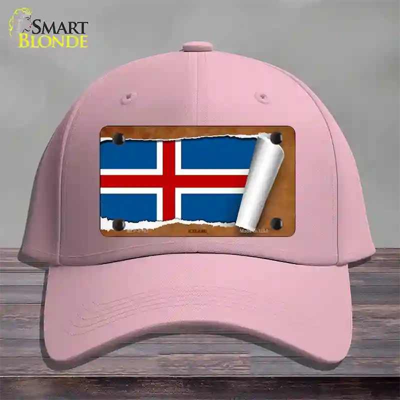 Iceland Flag Scroll Novelty License Plate Hat Cotton / Pink