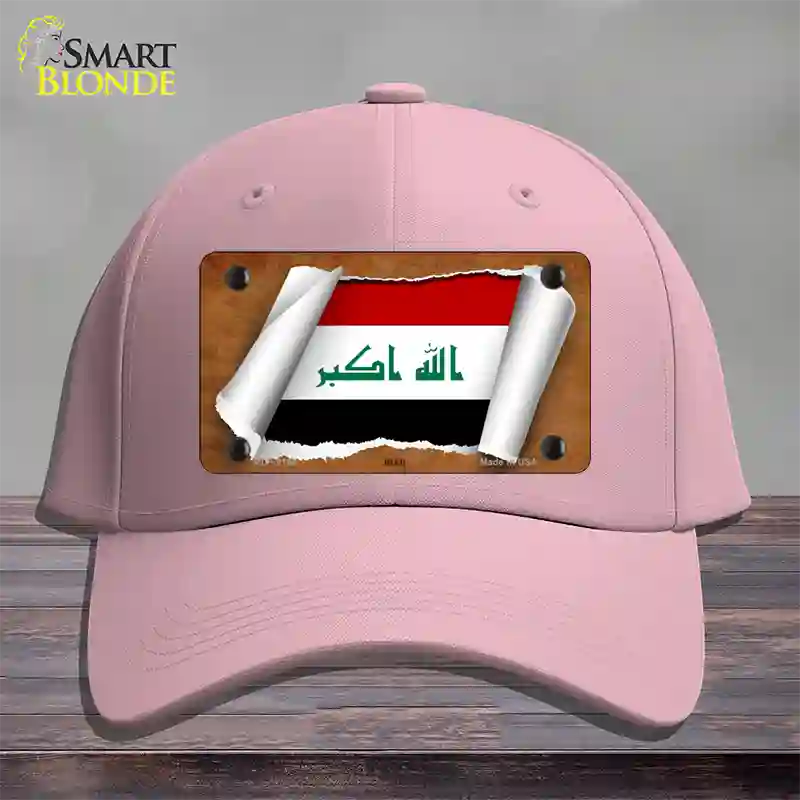 Iraq Flag Scroll Novelty License Plate Hat Cotton / Pink