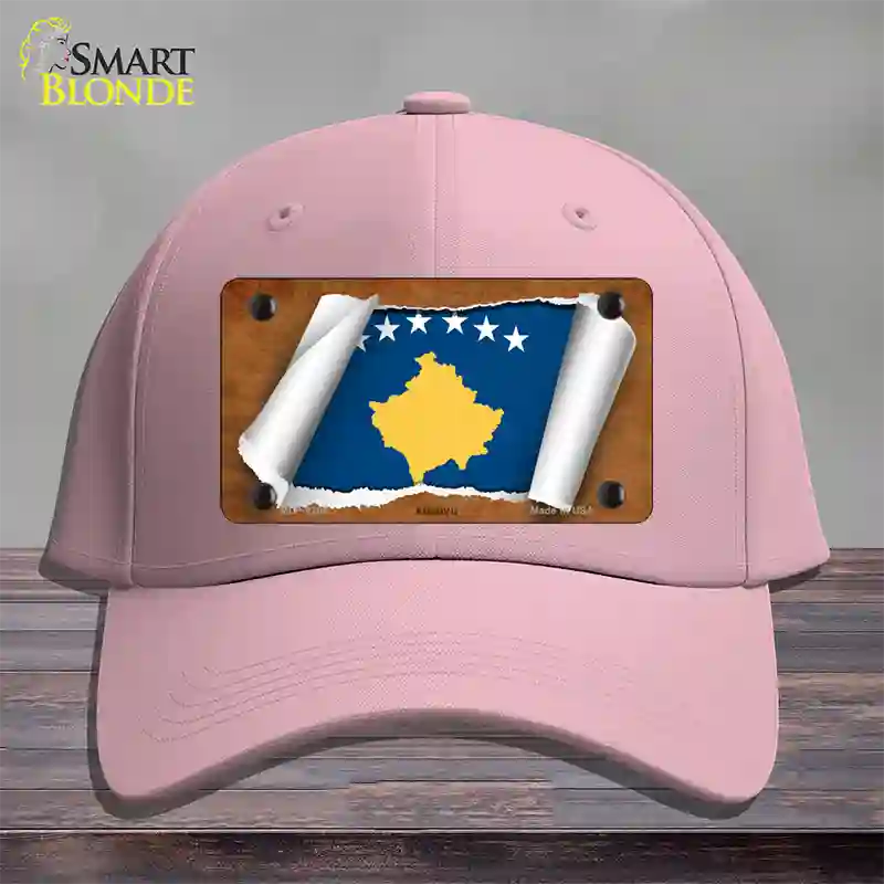 Kosovo Flag Scroll Novelty License Plate Hat Cotton / Pink