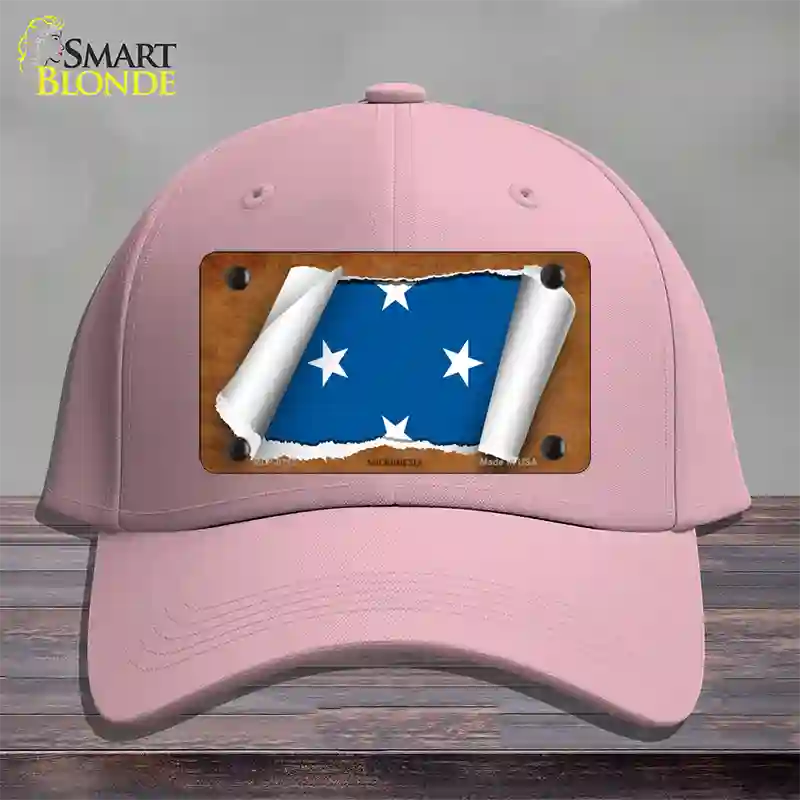 Micronesia Flag Scroll Novelty License Plate Hat Cotton / Pink