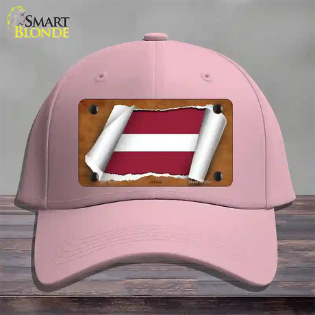 Latvia Flag Scroll Novelty License Plate Hat Cotton / Pink