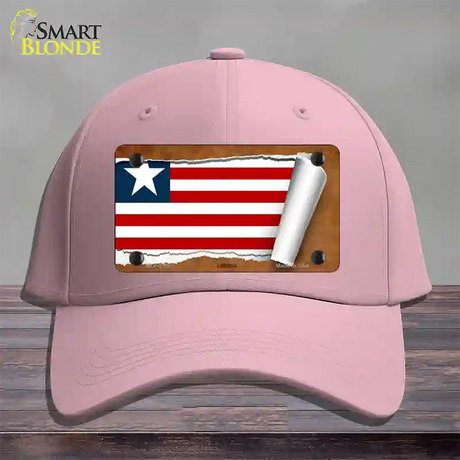 Liberia Flag Scroll Novelty License Plate Hat Cotton / Pink