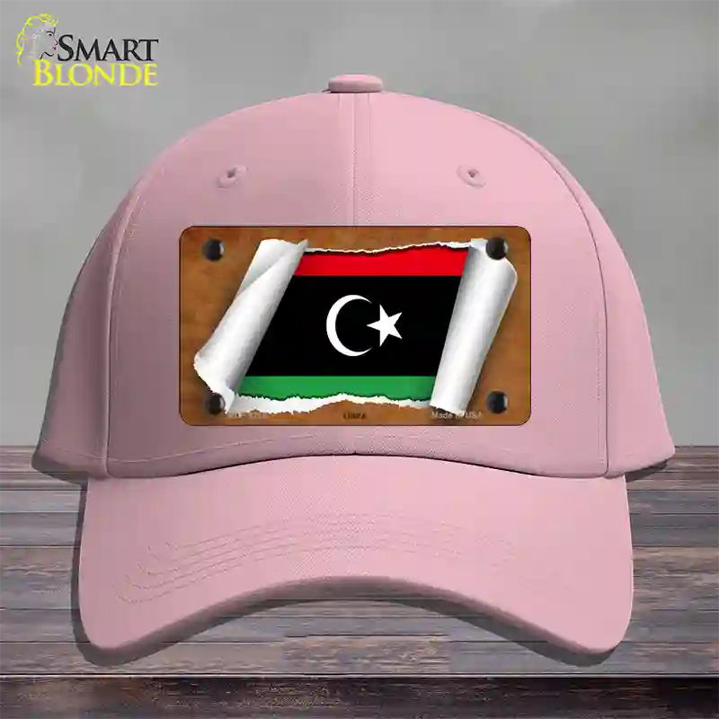 Libya Flag Scroll Novelty License Plate Hat Cotton / Pink