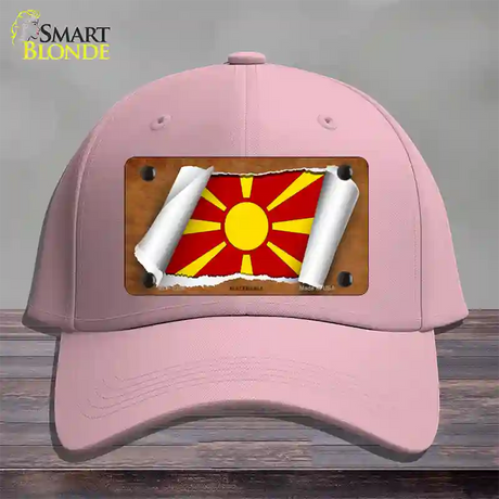 Macedonia Flag Scroll Novelty License Plate Hat Cotton / Pink