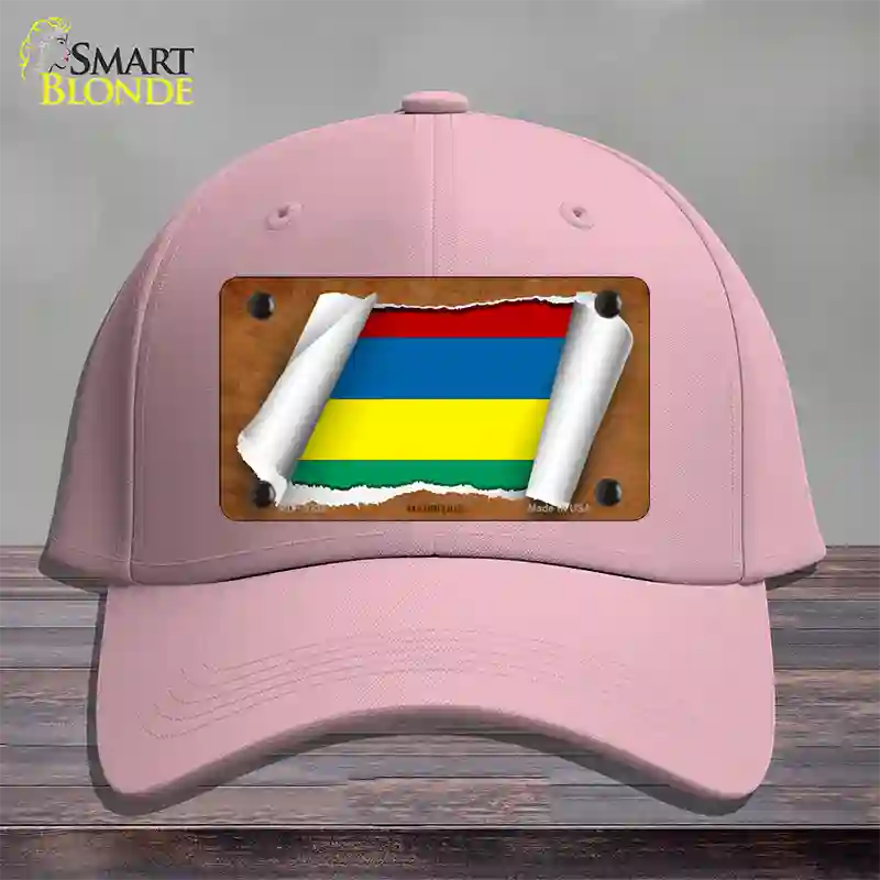 Mauritius Flag Scroll Novelty License Plate Hat Cotton / Pink