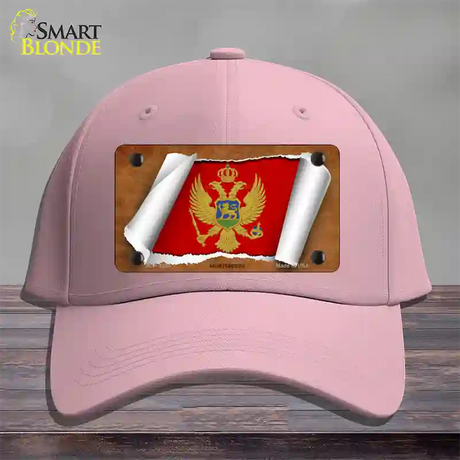 Montenegro Flag Scroll Novelty License Plate Hat Cotton / Pink