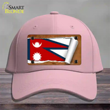 Nepal Flag Scroll Novelty License Plate Hat Cotton / Pink