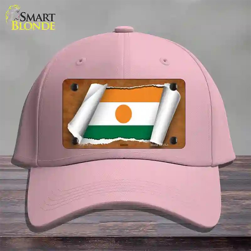 Niger Flag Scroll Novelty License Plate Hat Cotton / Pink