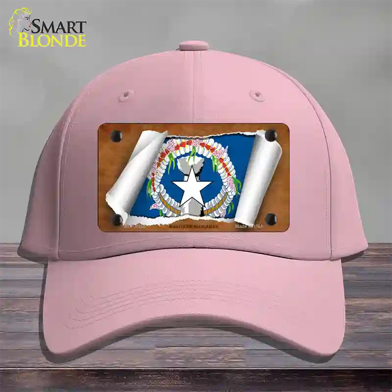 Northern Marianas Flag Scroll Novelty License Plate Hat Cotton / Pink