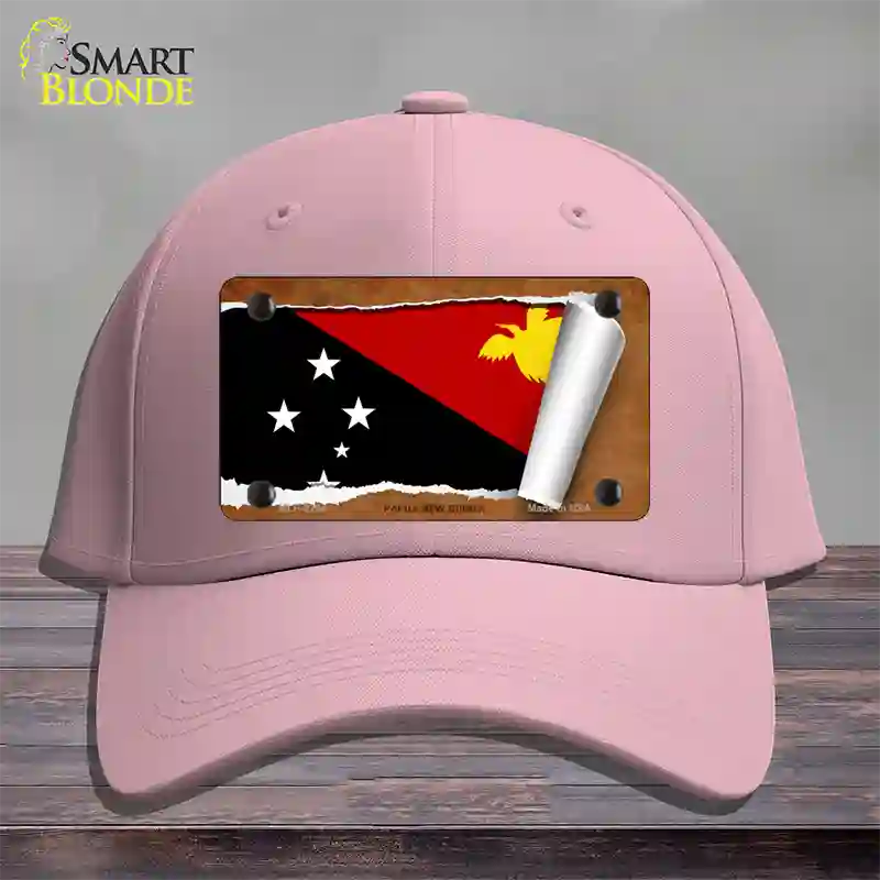 Papua New Guinea Flag Scroll Novelty License Plate Hat Cotton / Pink