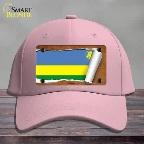 Rwanda Flag Scroll Novelty License Plate Hat Cotton / Pink