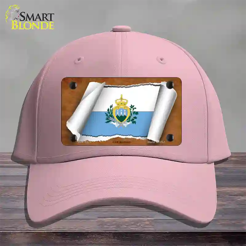 San Marino Flag Scroll Novelty License Plate Hat Cotton / Pink