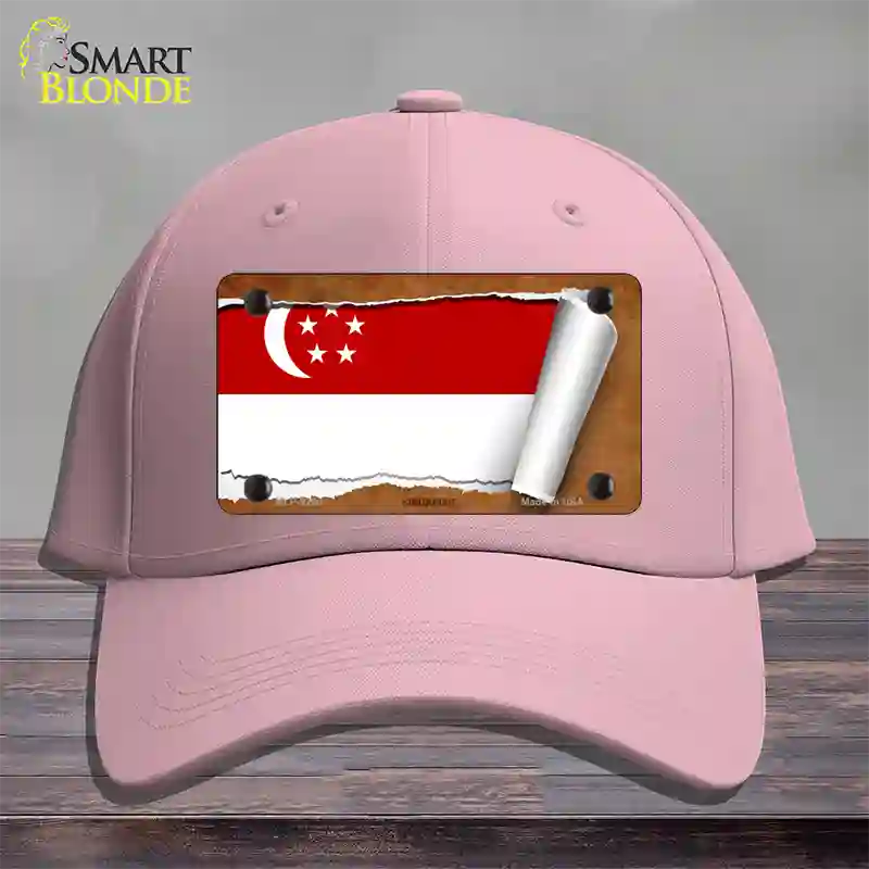 Singapore Flag Scroll Novelty License Plate Hat Cotton / Pink