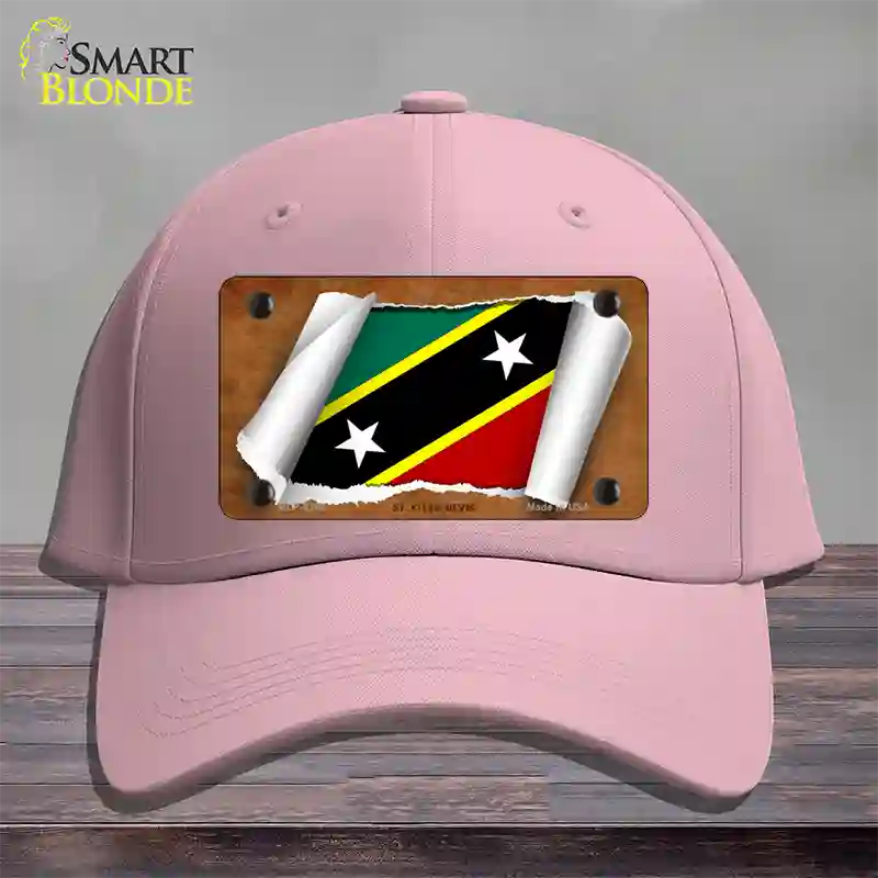 St Kitts-Nevis Flag Scroll Novelty License Plate Hat Cotton / Pink