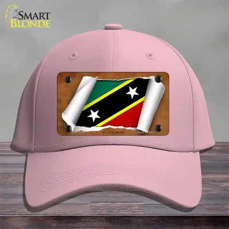 St Kitts-Nevis Flag Scroll Novelty License Plate Hat Cotton / Pink