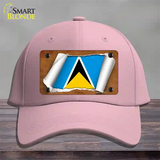 St Lucia Flag Scroll Novelty License Plate Hat Cotton / Pink